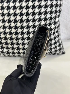 Crocodile Leather Black 31cm Glossy Gold Hardware Top Handle Bag WCB113 image 5
