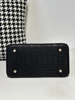 Crocodile Leather Black 30cm Matte Gold Hardware Top Handle Tote Bag WCB118 image 6
