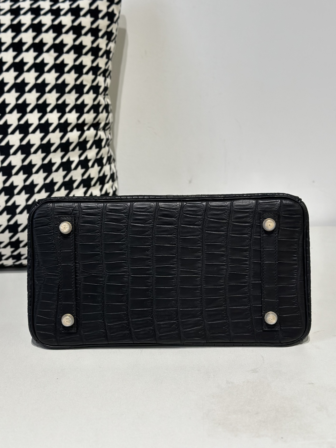 Crocodile Leather Black 30cm Matte Gold Hardware Top Handle Tote Bag WCB118 photo 6