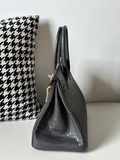 Crocodile Leather Graphite Gray 30cm Matte Silver Hardware Top Handle Tote Bag WCB122 image 4