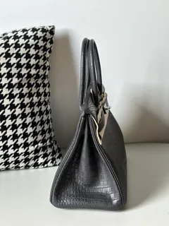 Crocodile Leather Graphite Gray 30cm Matte Silver Hardware Top Handle Tote Bag WCB122 image 5