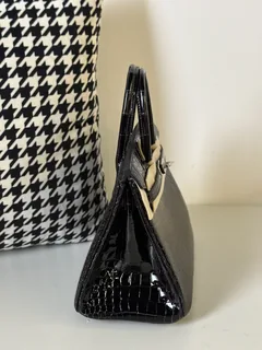 Crocodile Leather Gallon Purple 25cm Glossy Silver Hardware Top Handle Tote Bag WCB127 image 5
