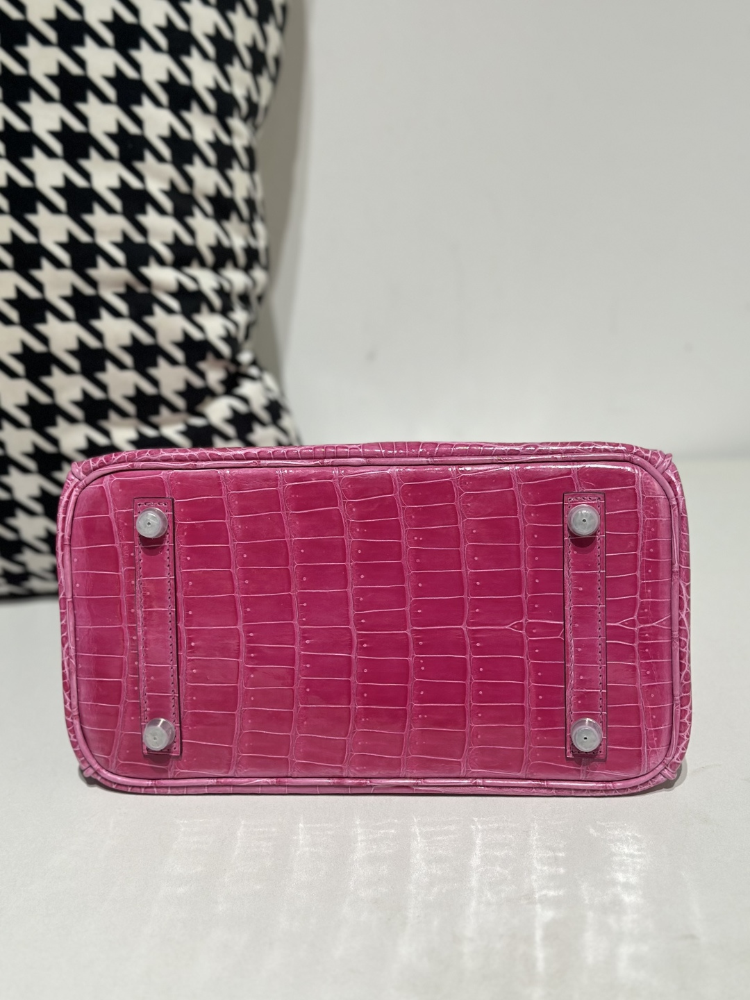Crocodile Leather Mexican Pink 25cm Glossy Silver Hardware Top Handle Tote Bag WCB129 image 6