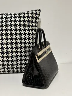Crocodile Leather Black 25cm Glossy Silver Hardware Top Handle Tote Bag WCB130 image 5