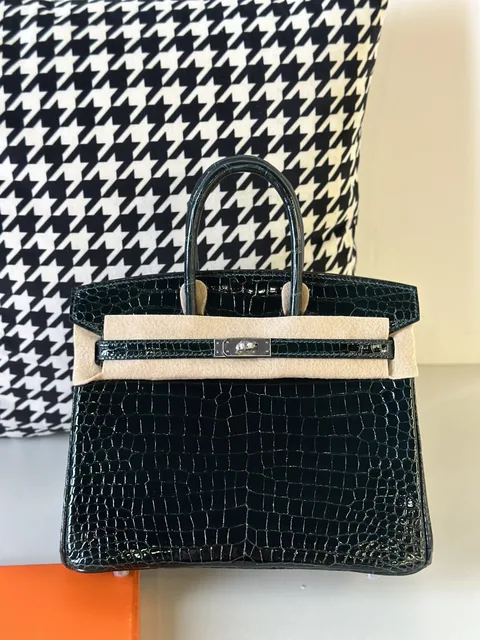 Crocodile Leather Emerald Green 25cm Glossy Silver Hardware Top Handle Tote Bag WCB132