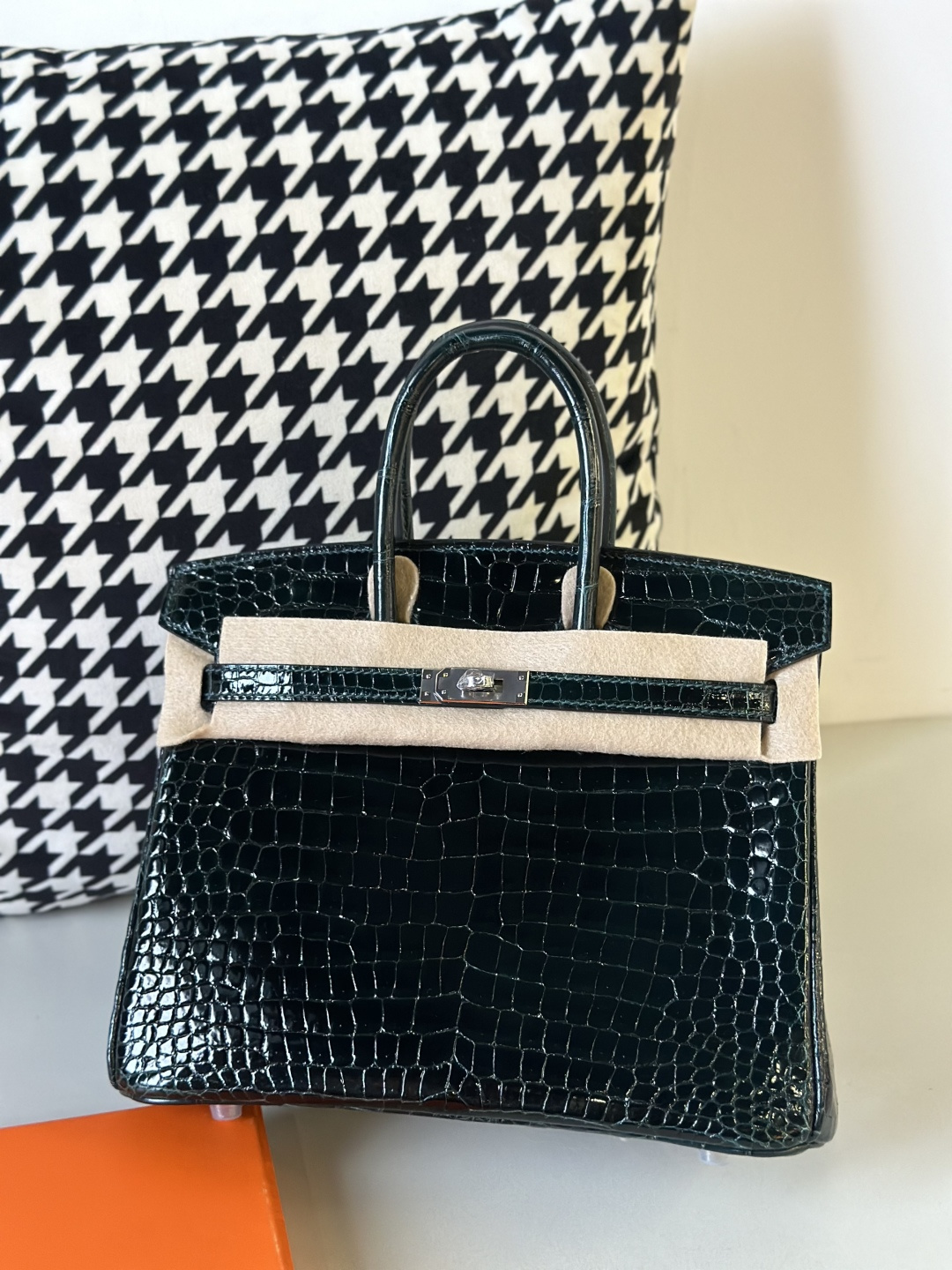 Crocodile Leather Emerald Green 25cm Glossy Silver Hardware Top Handle Tote Bag WCB132 image 2