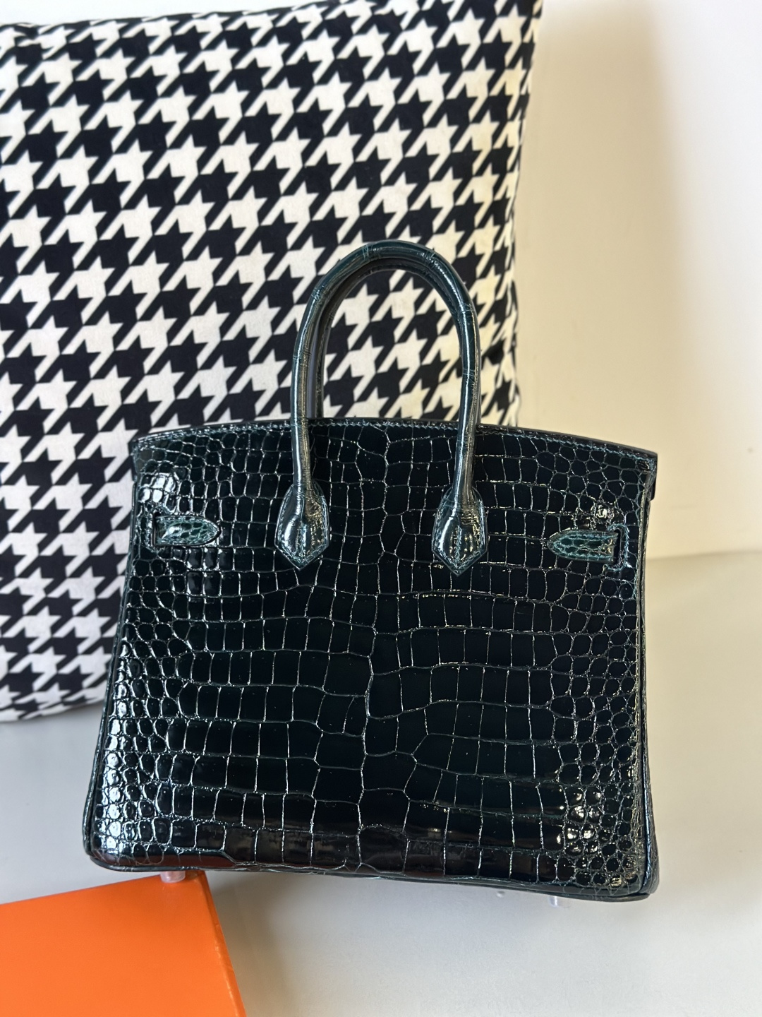 Crocodile Leather Emerald Green 25cm Glossy Silver Hardware Top Handle Tote Bag WCB132 image 3