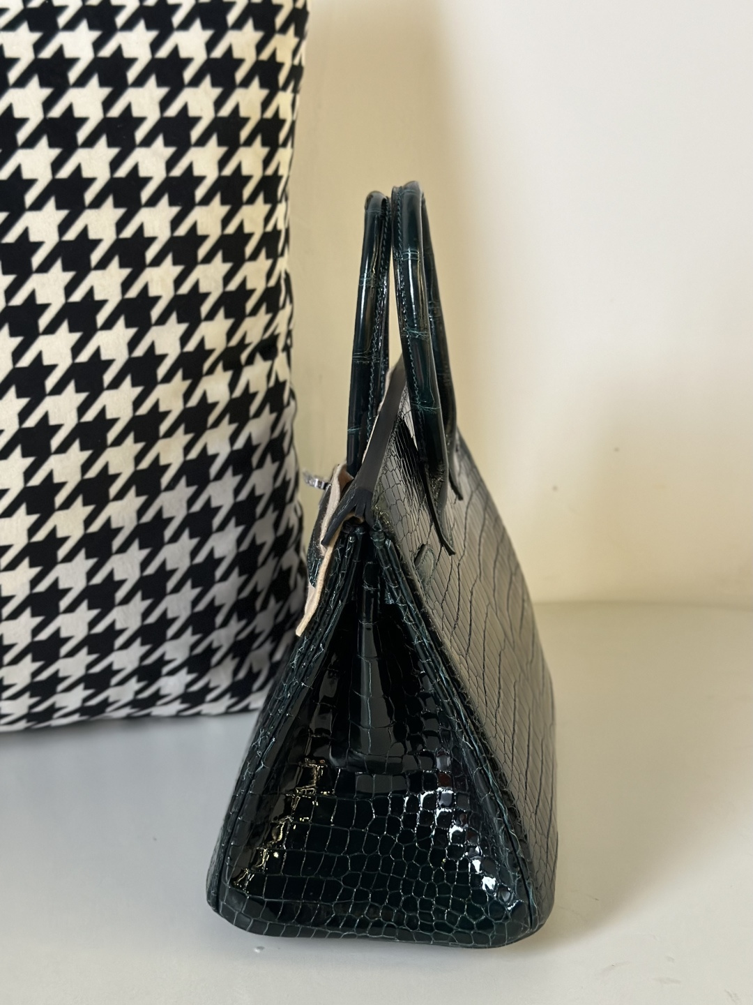 Crocodile Leather Emerald Green 25cm Glossy Silver Hardware Top Handle Tote Bag WCB132 image 4