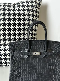 Crocodile Leather Black 25cm Matte Silver Hardware Top Handle Tote Bag WCB140 image 5