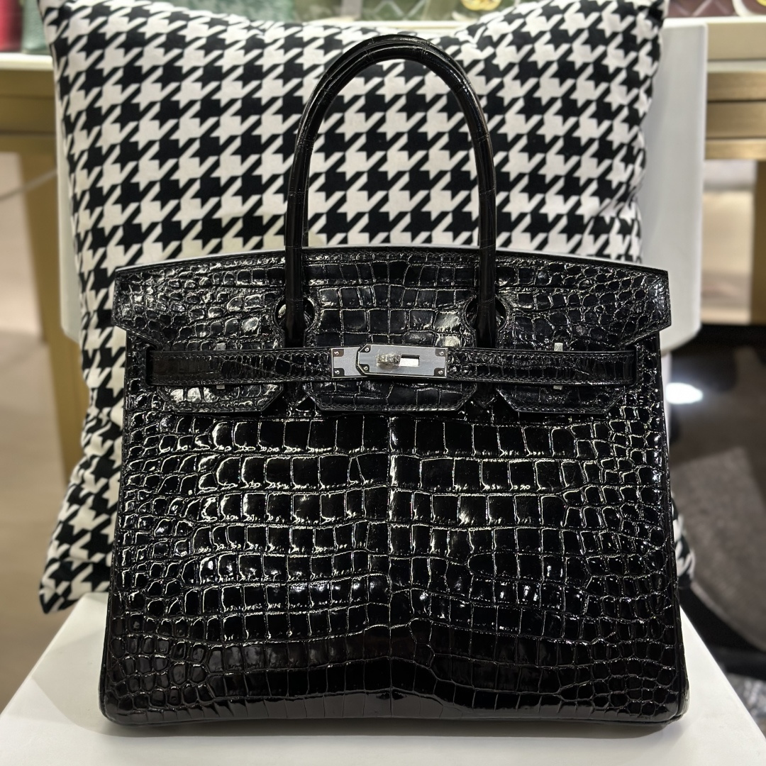 Crocodile Leather 30cm Glossy Top Handle Tote Bag Collection WCB141 image 13
