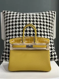 Crocodile Leather 25cm Glossy Mixed Leather Top Handle Tote Bag Collection WCB142 image 4