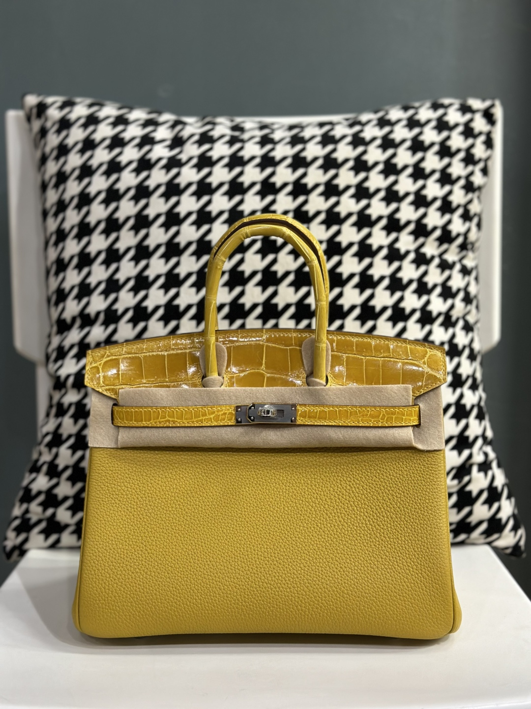 Crocodile Leather 25cm Glossy Mixed Leather Top Handle Tote Bag Collection WCB142 photo 4