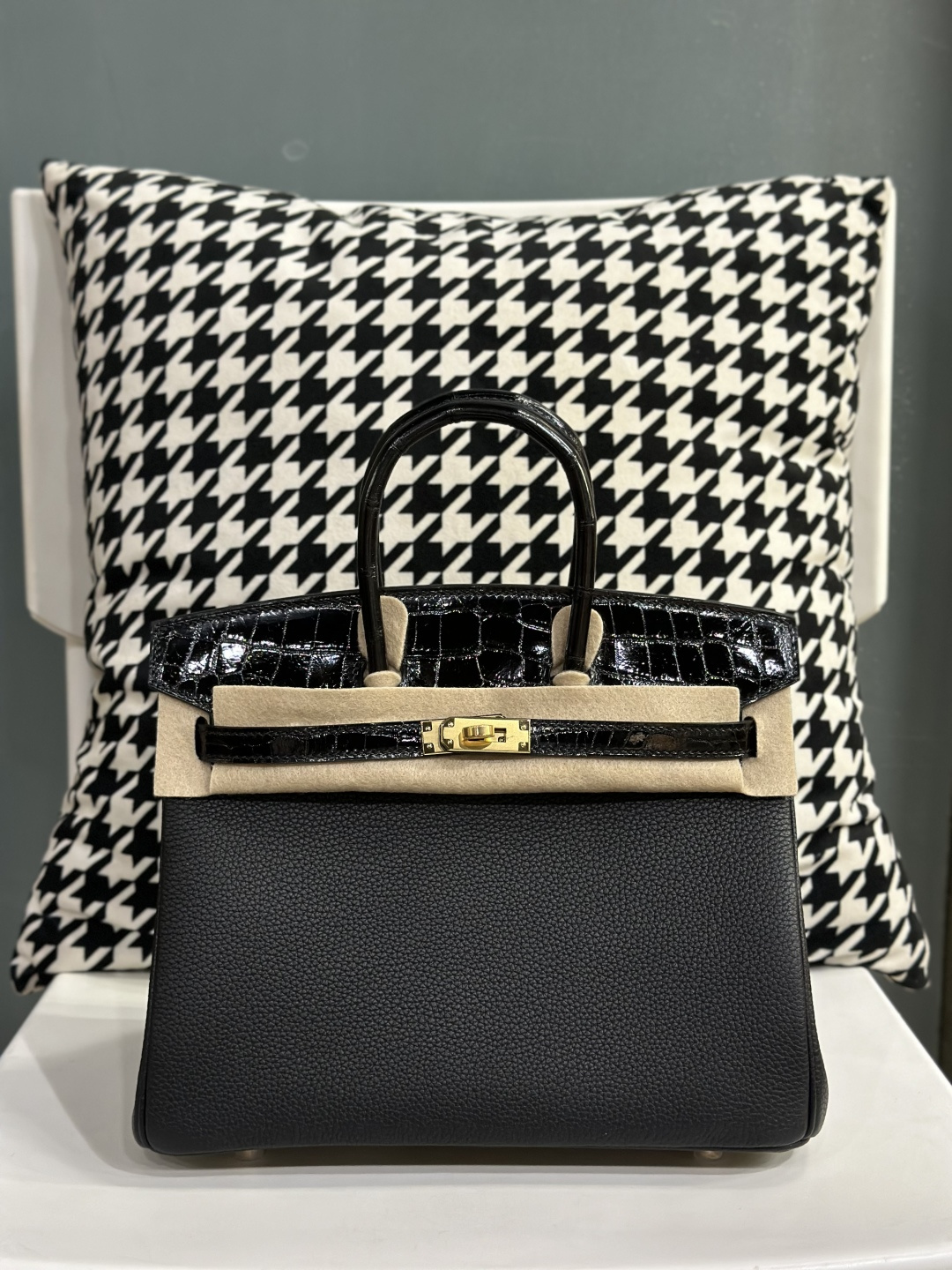 Crocodile Leather 25cm Glossy Mixed Leather Top Handle Tote Bag Collection WCB142 photo 7
