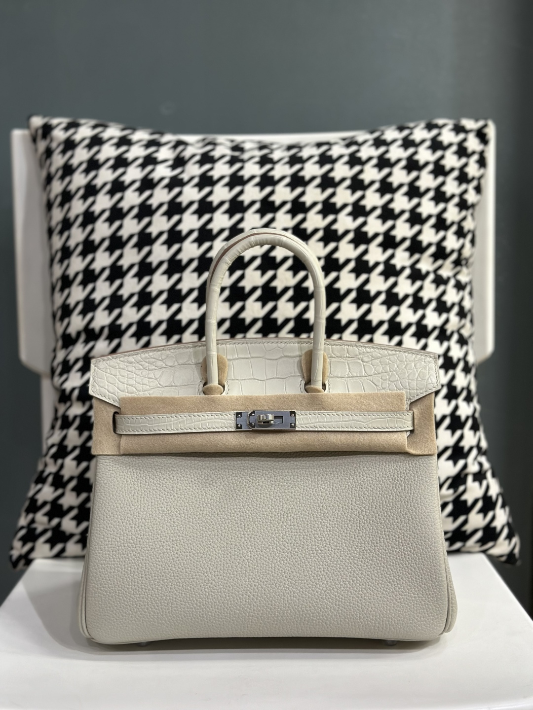 Crocodile Leather 25cm Matte Mixed Leather Top Handle Tote Bag Collection WCB143 photo 2