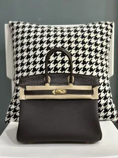 Crocodile Leather 25cm Matte Mixed Leather Top Handle Tote Bag Collection WCB143 image 3