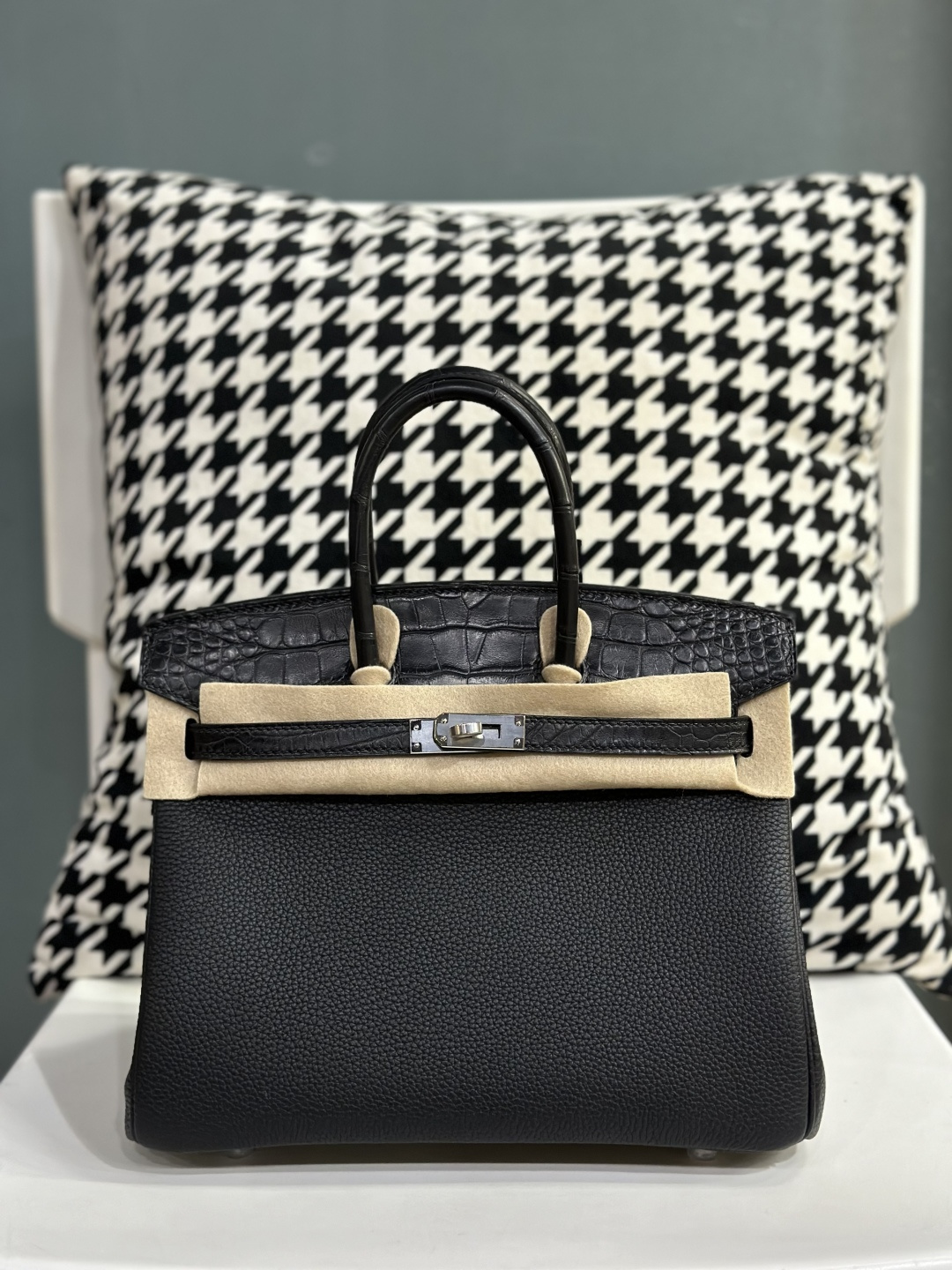 Crocodile Leather 25cm Matte Mixed Leather Top Handle Tote Bag Collection WCB143 photo 5