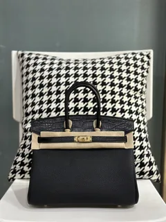 Crocodile Leather 25cm Matte Mixed Leather Top Handle Tote Bag Collection WCB143 image 6