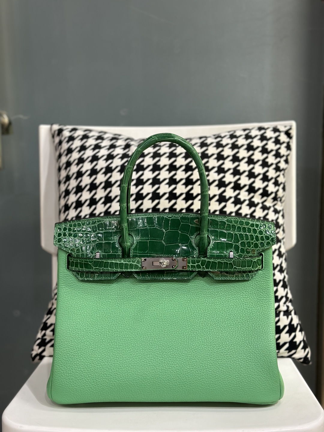 Crocodile Leather 30cm Glossy Mixed Leather Top Handle Tote Bag Collection WCB144 photo 2