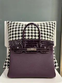 Crocodile Leather 30cm Glossy Mixed Leather Top Handle Tote Bag Collection WCB144 image 4