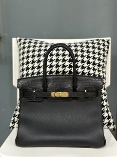 Crocodile Leather 30cm Matte Mixed Leather Top Handle Tote Bag Collection WCB145 image 1