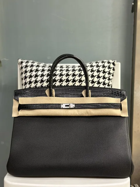 Crocodile Leather 40cm Matte Mixed Leather Top Handle Tote Bag WCB146