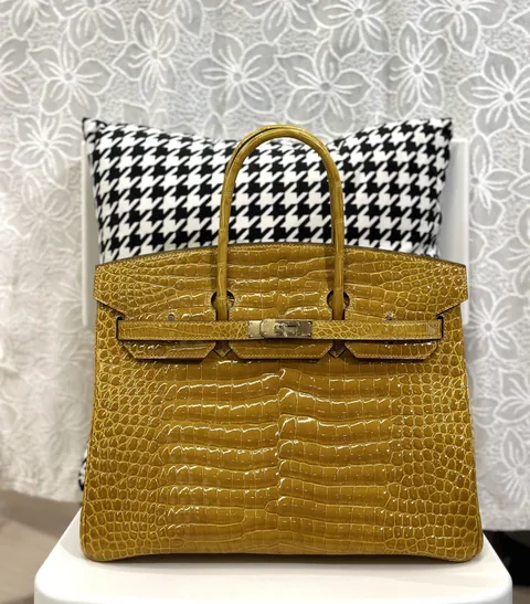 Crocodile Leather 35cm Glossy Top Handle Tote Bag WCB147