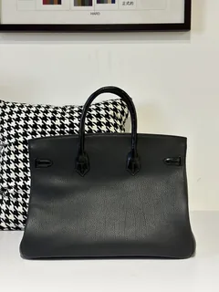 Crocodile Leather Black 40cm Matte Mixed Leather Silver Hardware Top Handle Tote Bag WCB149 image 3