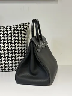 Crocodile Leather Black 40cm Matte Mixed Leather Silver Hardware Top Handle Tote Bag WCB149 image 5