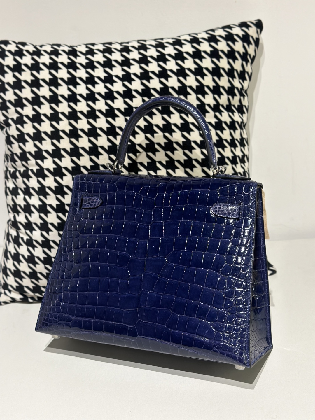 Crocodile Leather Aqua Blue 28cm Glossy Silver Hardware Top Handle Bag WCB156 photo 3