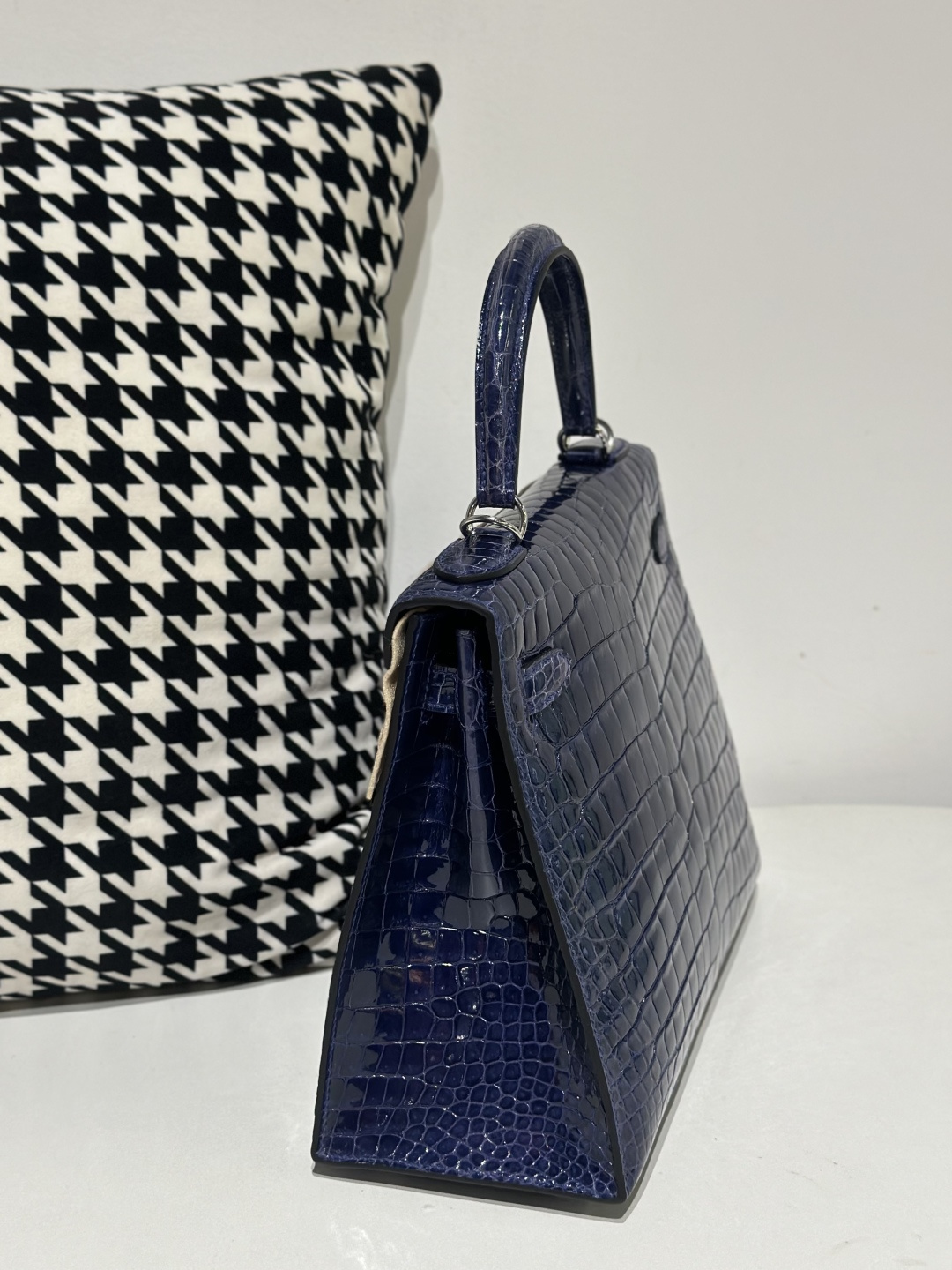 Crocodile Leather Aqua Blue 28cm Glossy Silver Hardware Top Handle Bag WCB156 photo 4