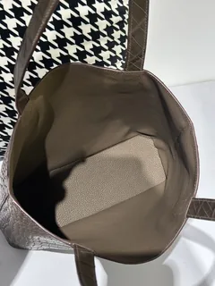 Crocodile Leather Taupe Gray Matte Silver Hardware Tote Bag WCB157 image 3