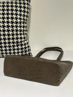 Crocodile Leather Taupe Gray Matte Silver Hardware Tote Bag WCB157 image 7