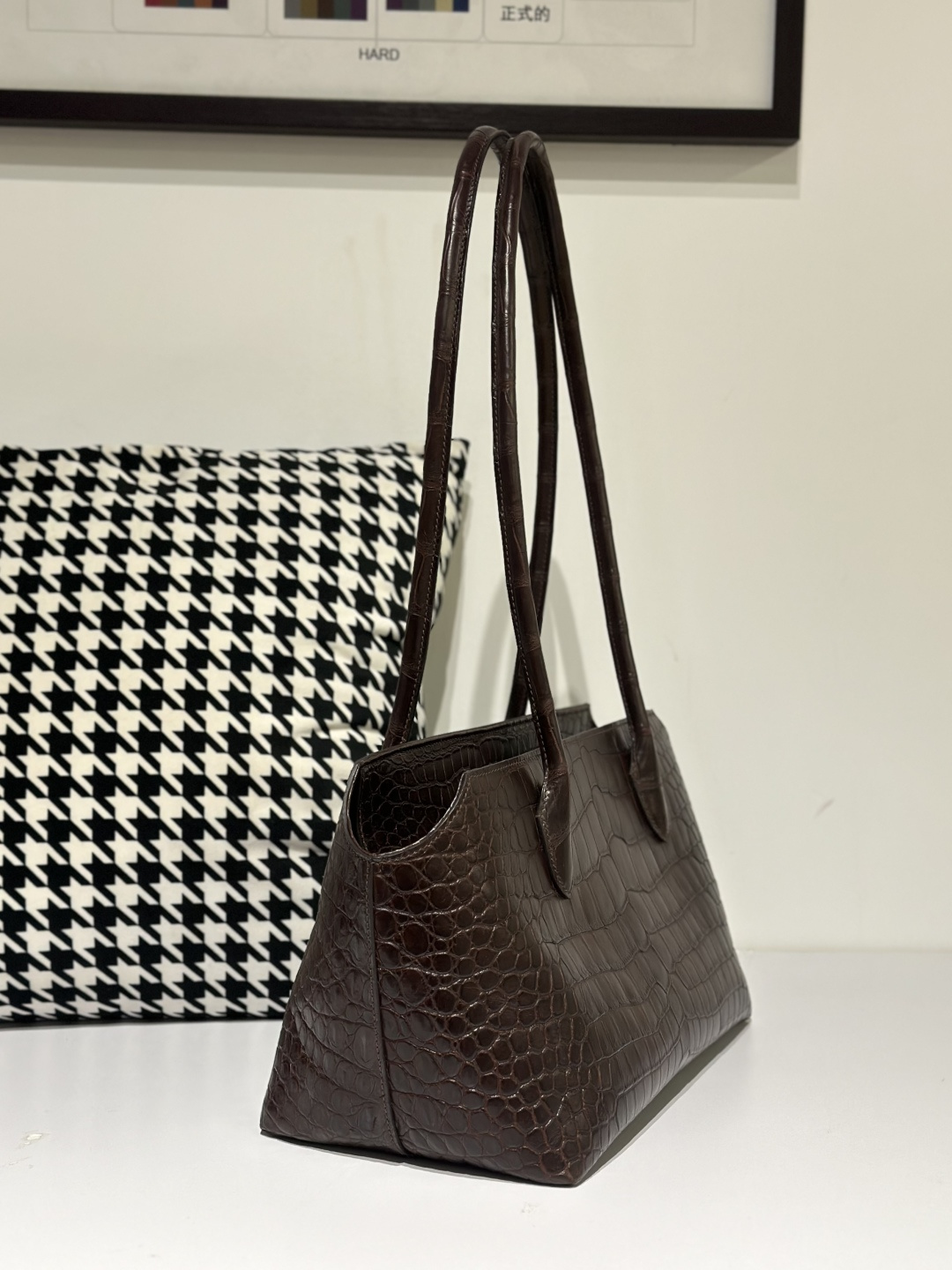 Crocodile Leather Havana Brown 38 x 17 x 20cm Matte Silver Hardware Tote Bag WCB158 image 4