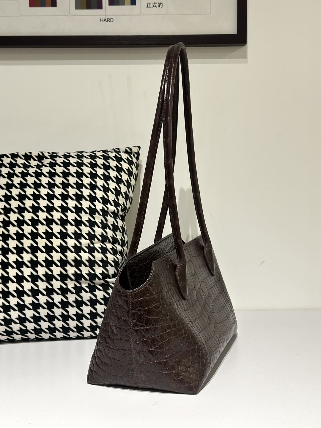 Crocodile Leather Havana Brown 38 x 17 x 20cm Matte Silver Hardware Tote Bag WCB158 image 5