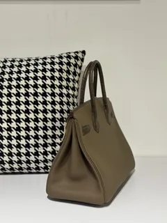 Crocodile Leather Taupe Gray 30cm Matte Mixed Leather Silver Hardware Top Handle Tote Bag WCB160 image 4