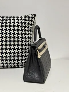 Crocodile Leather Inside Stitch Graphite Gray 28cm Matte Silver Hardware Top Handle Bag WCB163 image 5