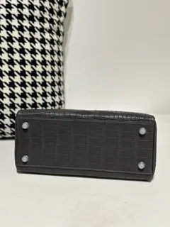 Crocodile Leather Inside Stitch Graphite Gray 28cm Matte Silver Hardware Top Handle Bag WCB163 image 6