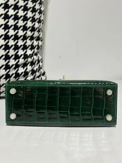 Crocodile Leather Emerald Green 25cm Glossy Gold Hardware Top Handle Bag WCB164 image 6