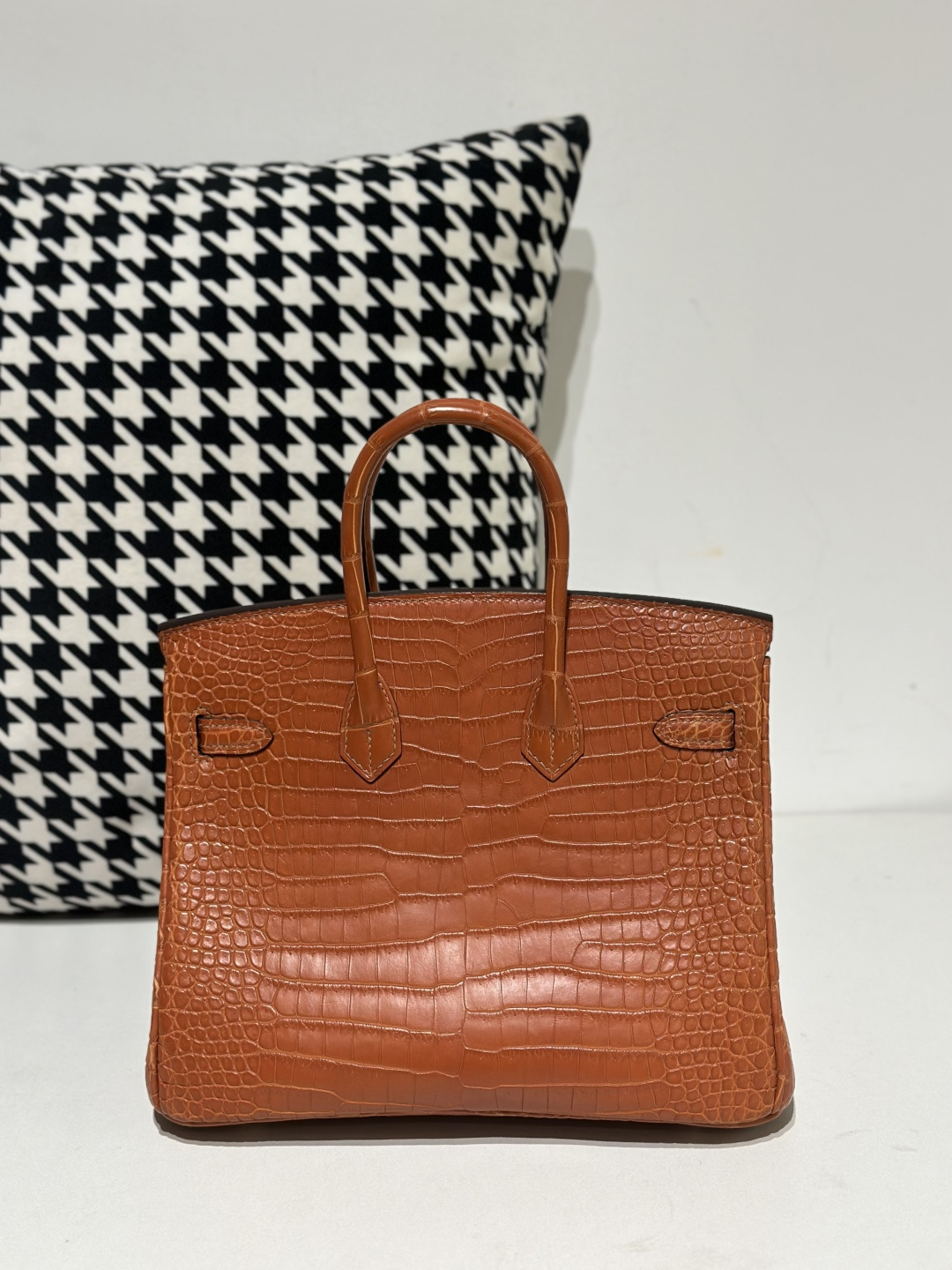 Crocodile Leather Golden Brown 25cm Matte Gold Hardware Top Handle Tote Bag WCB168 image 3