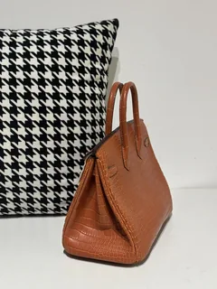 Crocodile Leather Golden Brown 25cm Matte Gold Hardware Top Handle Tote Bag WCB168 image 4