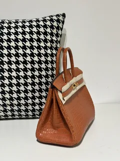 Crocodile Leather Golden Brown 25cm Matte Gold Hardware Top Handle Tote Bag WCB168 image 5