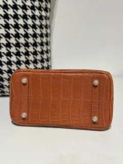 Crocodile Leather Golden Brown 25cm Matte Gold Hardware Top Handle Tote Bag WCB168 image 6