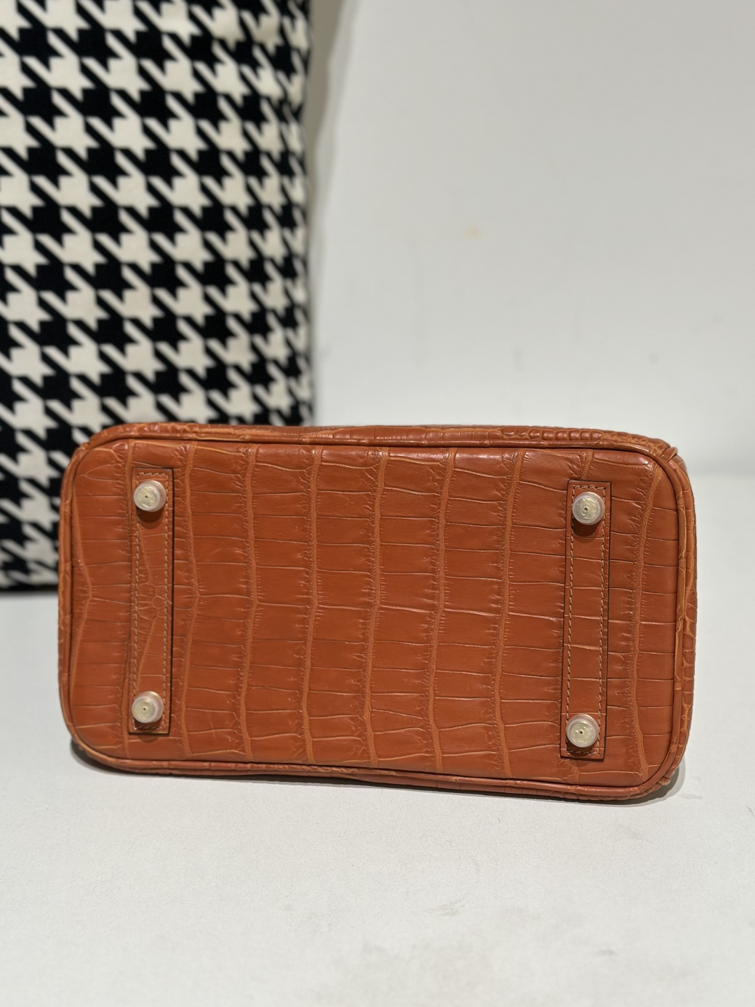 Crocodile Leather Golden Brown 25cm Matte Gold Hardware Top Handle Tote Bag WCB168 image 6