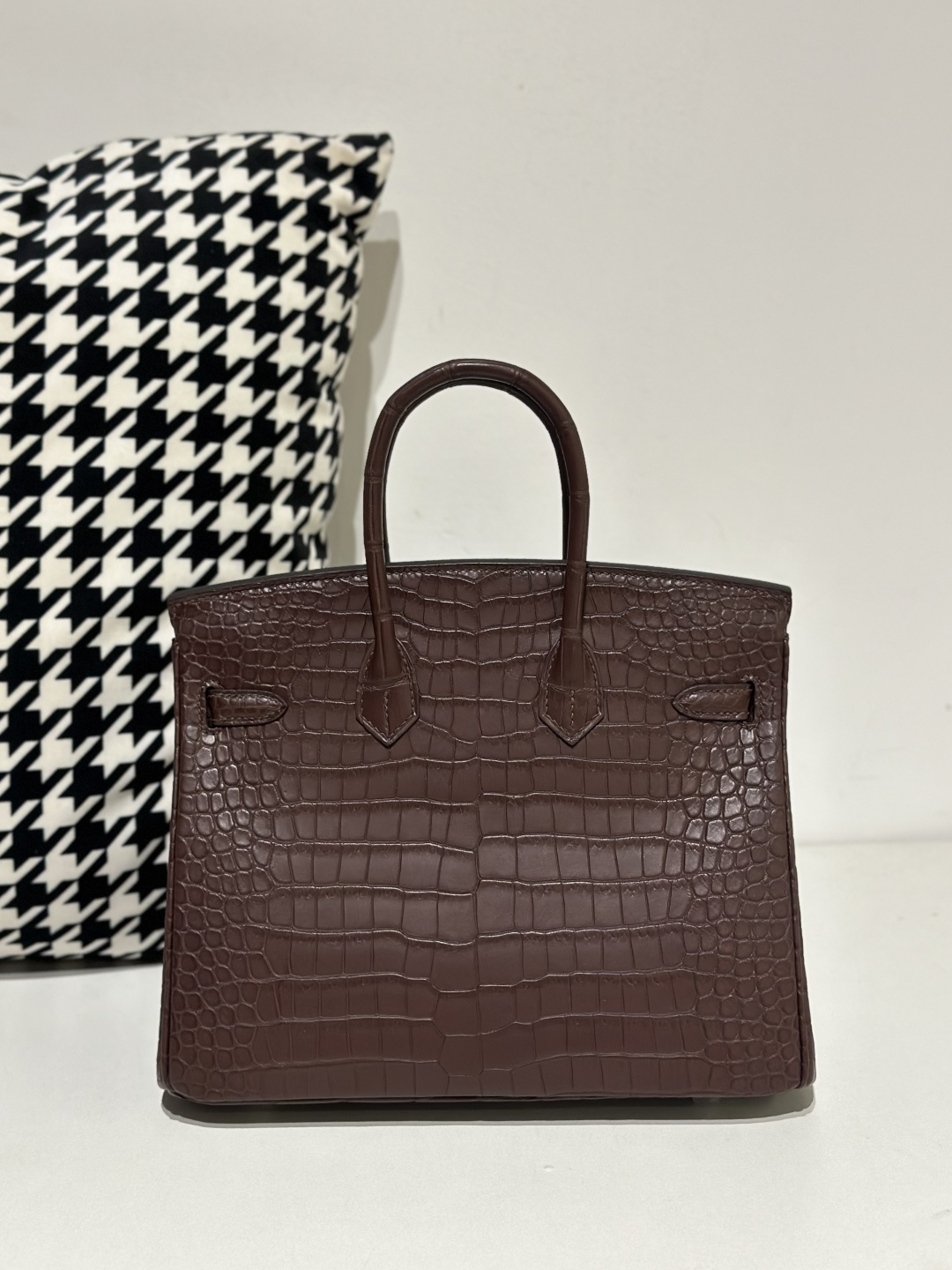 Crocodile Leather Havana Brown 25cm Matte Silver Hardware Top Handle Tote Bag WCB170 image 3