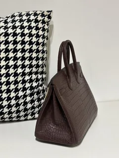 Crocodile Leather Havana Brown 25cm Matte Silver Hardware Top Handle Tote Bag WCB170 image 4