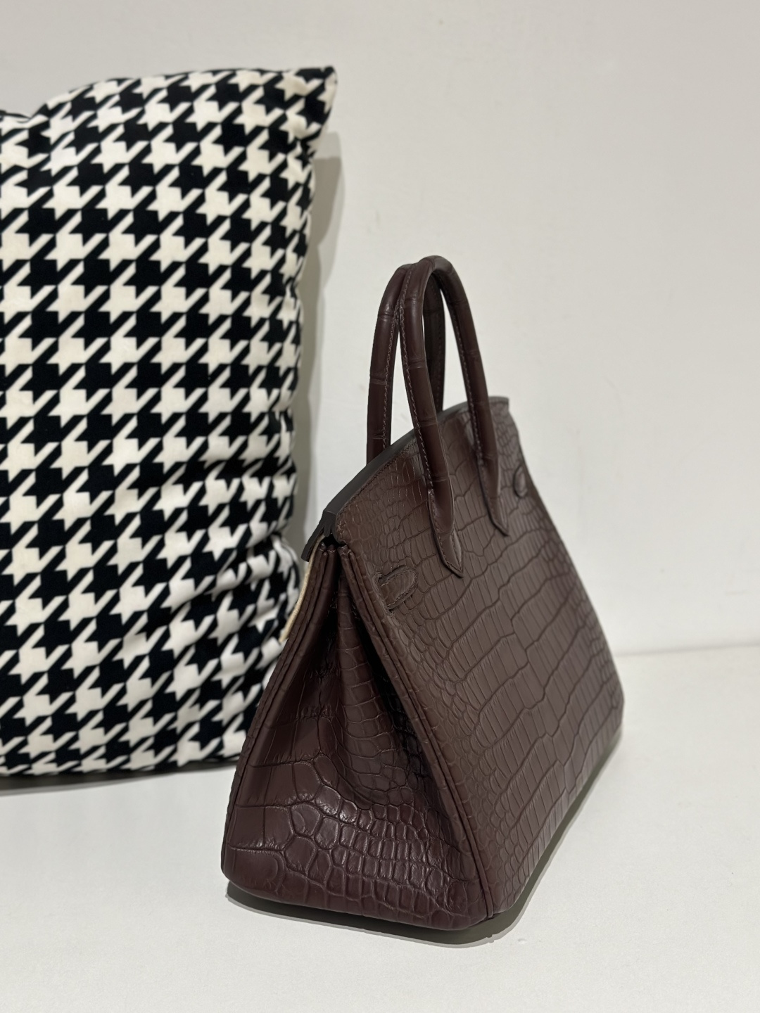 Crocodile Leather Havana Brown 25cm Matte Silver Hardware Top Handle Tote Bag WCB170 image 4