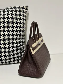 Crocodile Leather Havana Brown 25cm Matte Silver Hardware Top Handle Tote Bag WCB170 image 5