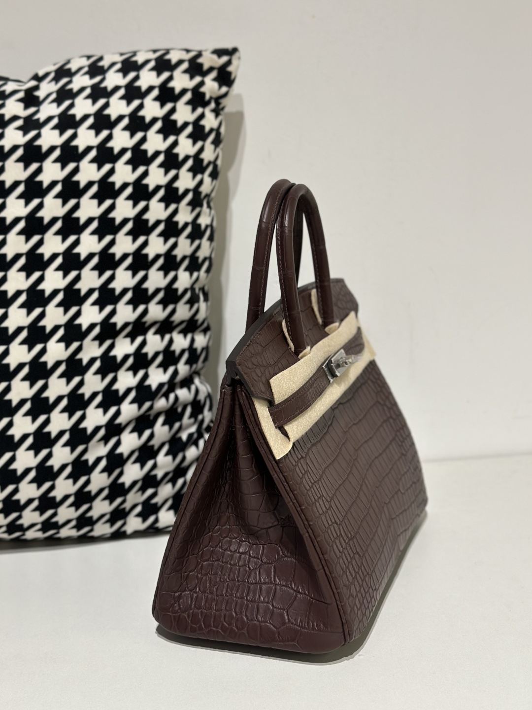 Crocodile Leather Havana Brown 25cm Matte Silver Hardware Top Handle Tote Bag WCB170 image 5