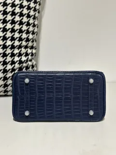 Crocodile Leather Blue 25cm Matte Silver Hardware Top Handle Tote Bag WCB172 image 6