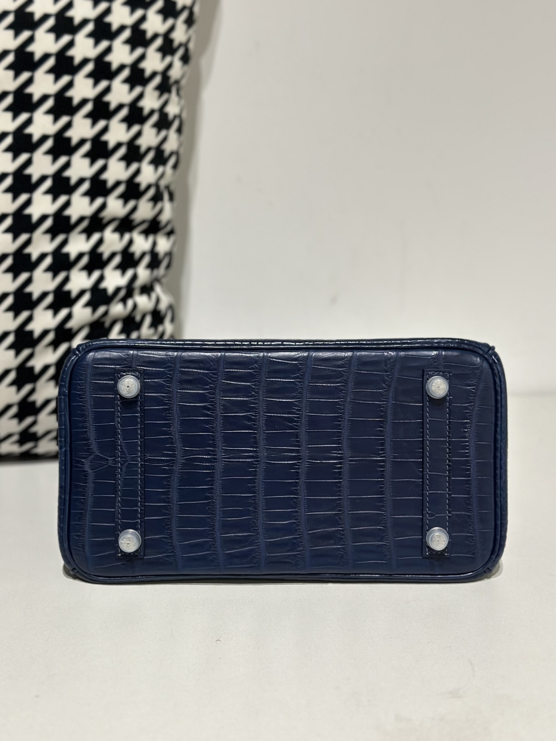 Crocodile Leather Blue 25cm Matte Silver Hardware Top Handle Tote Bag WCB172 image 6